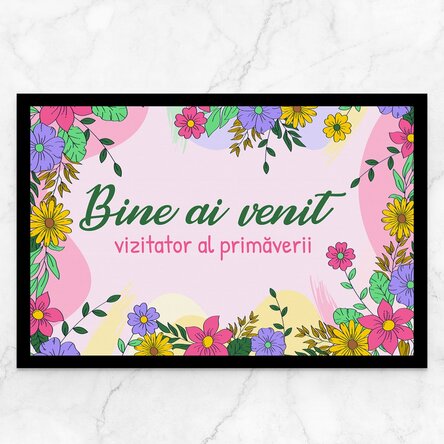 Covoraș de intrare personalizat cu text - Spring flowers