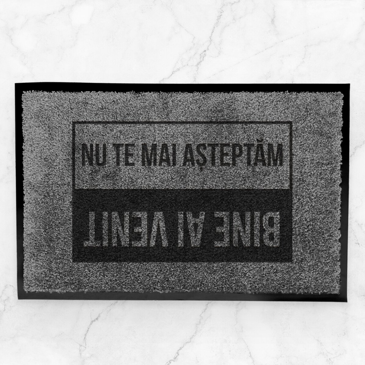 Customised indoor entrance mat with text - Welcome, we weren