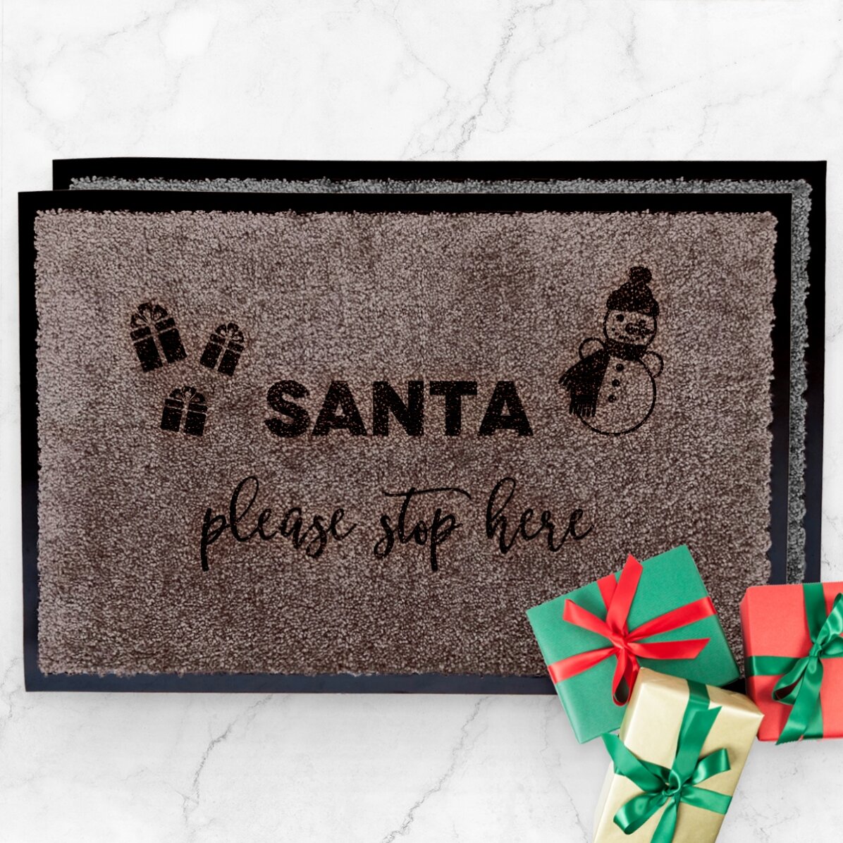 Covoraș intrare de interior personalizat - Santa please stop here