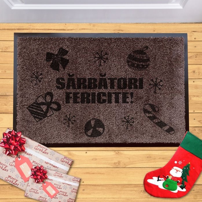 Covoraș intrare de interior personalizat - Sărbători fericite!