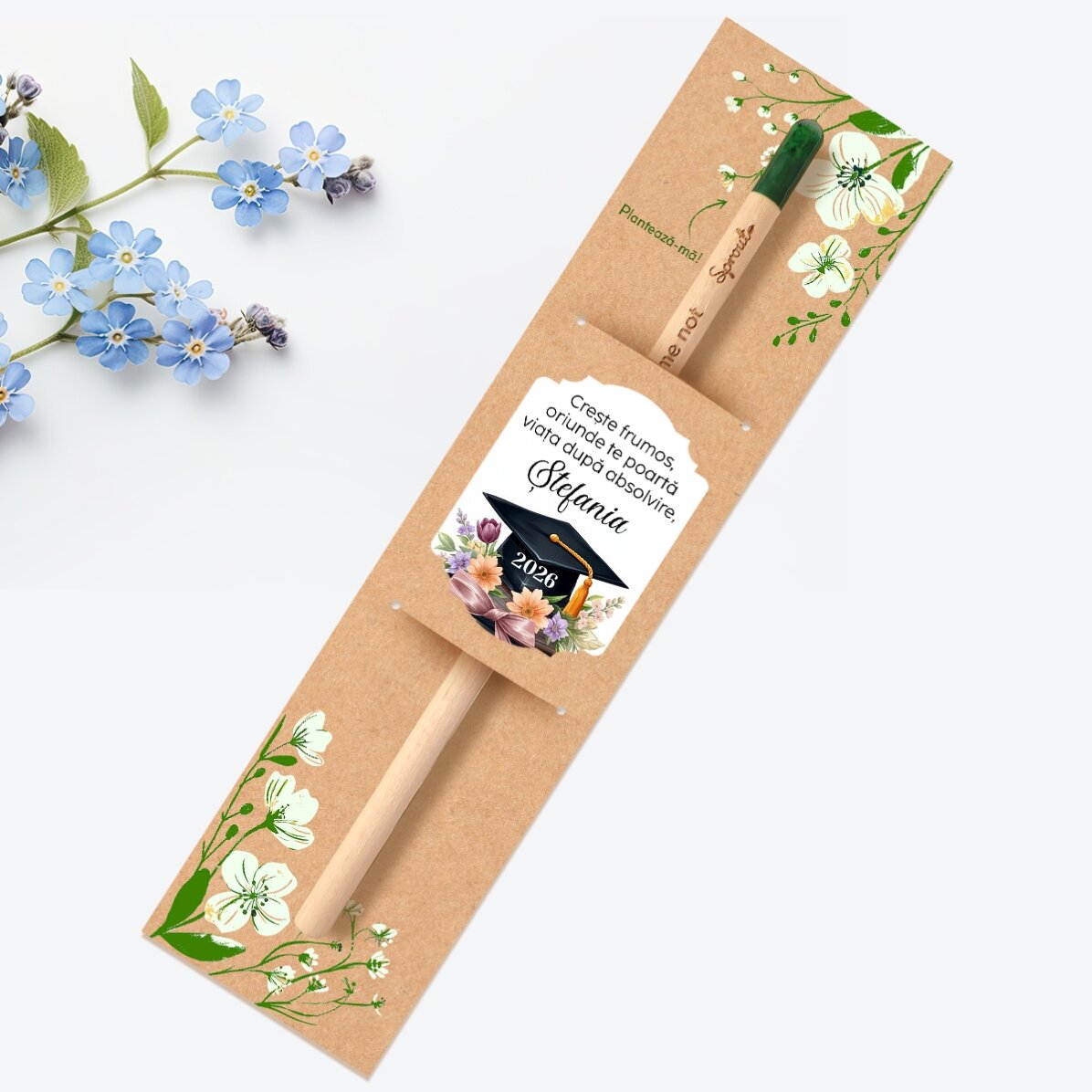 Personalised plantable pencil with a graduation message