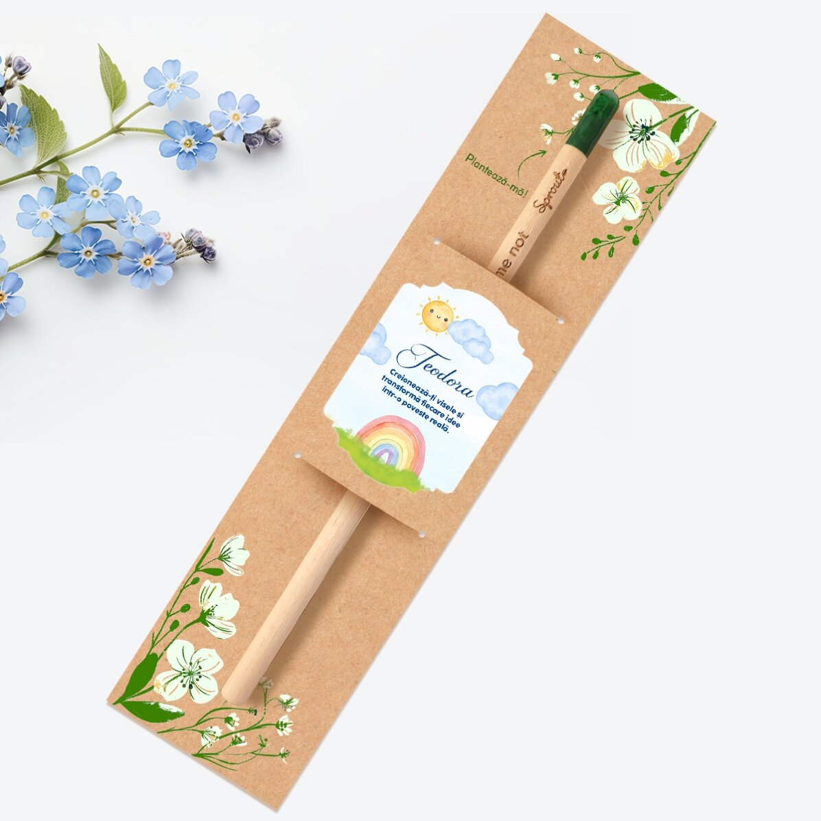 Personalised plantable pencil with a message for children