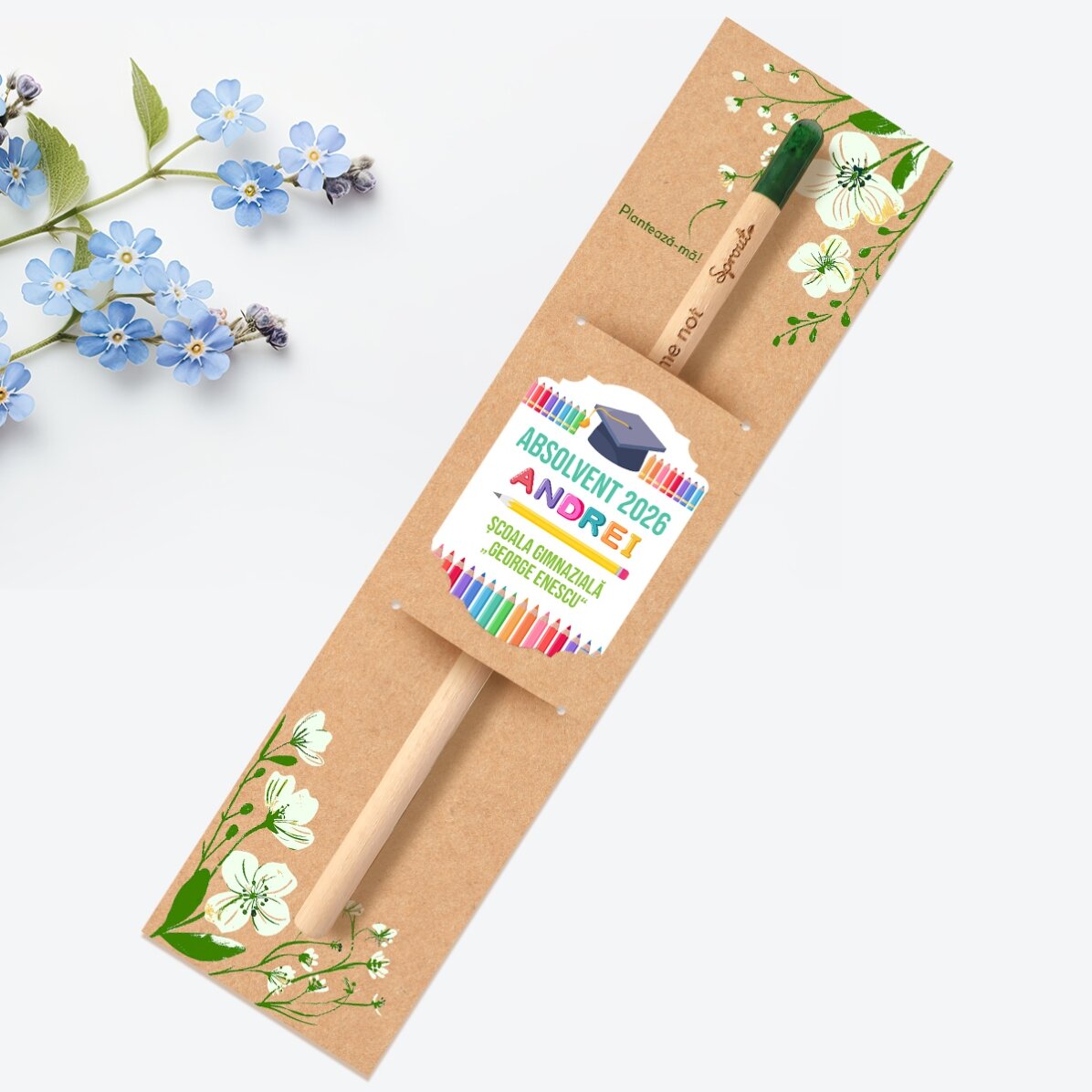 Personalised plantable pencil with text for children – Graduation