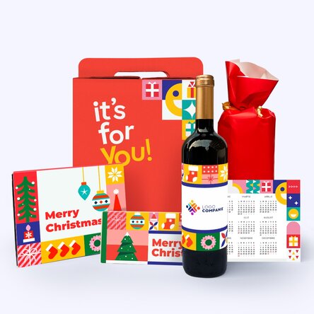 Gift box – Christmas Joy with personalised wine featuring a logo
