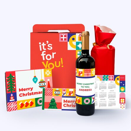Gift box – Christmas Joy with personalised wine featuring a message