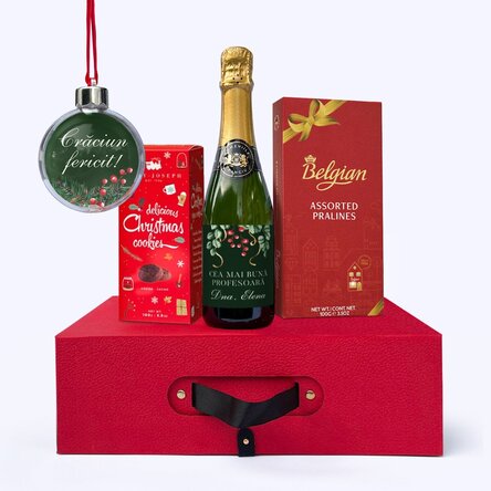 Gift box – Christmas Wish with personalised medium-sized bottle of sparkling wine