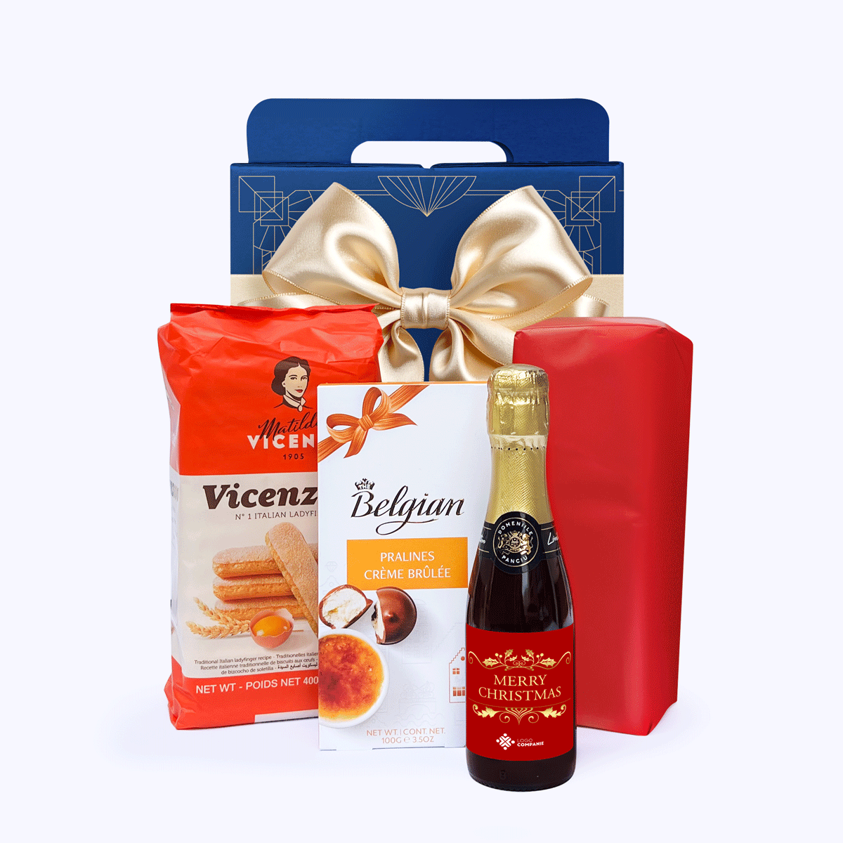 Gift box – Christmas cheer with a mini bottle of sparkling wine, personalised with a logo and messag