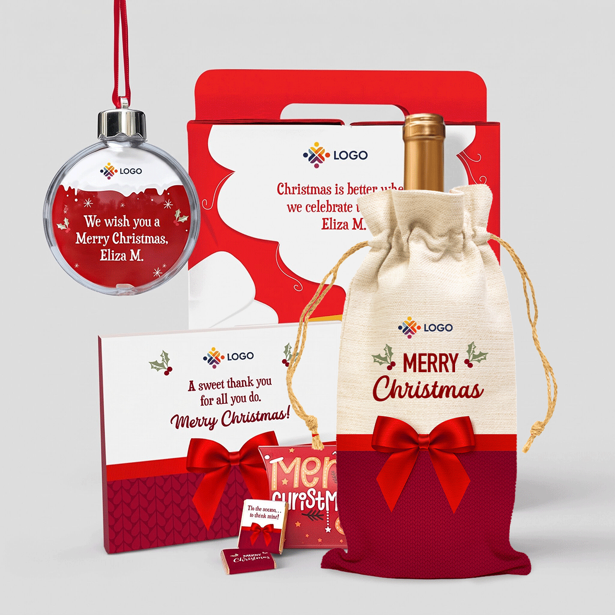 Gift box – ‘Most wonderful time’ featuring personalised Christmas products with your logo