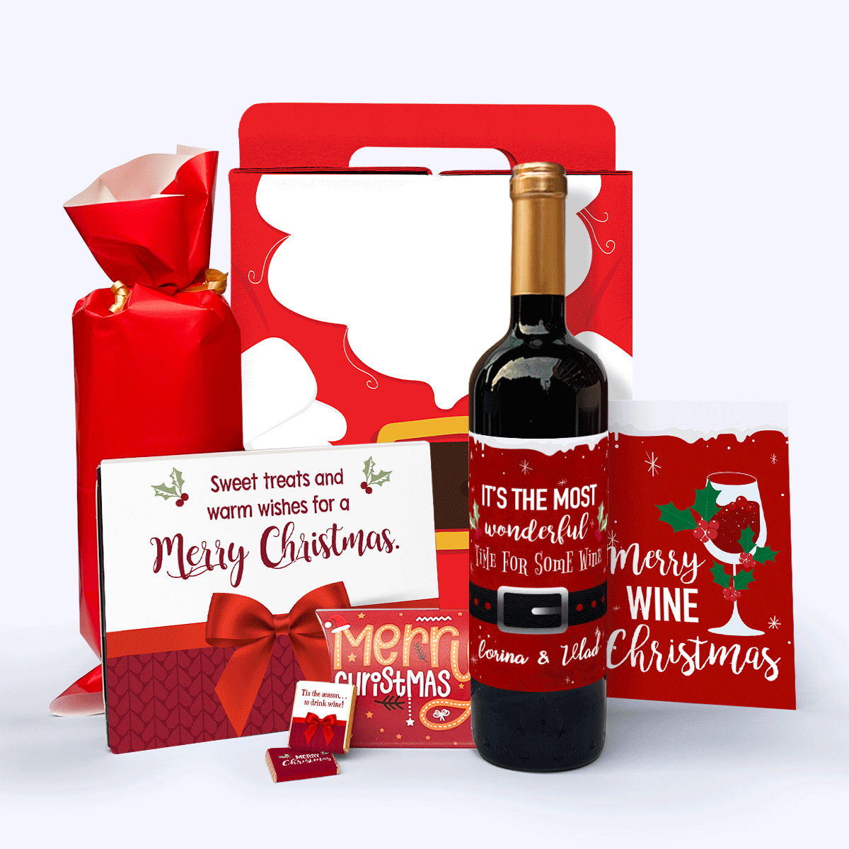 Gift box – ‘Most Wonderful Time’ with personalised wine