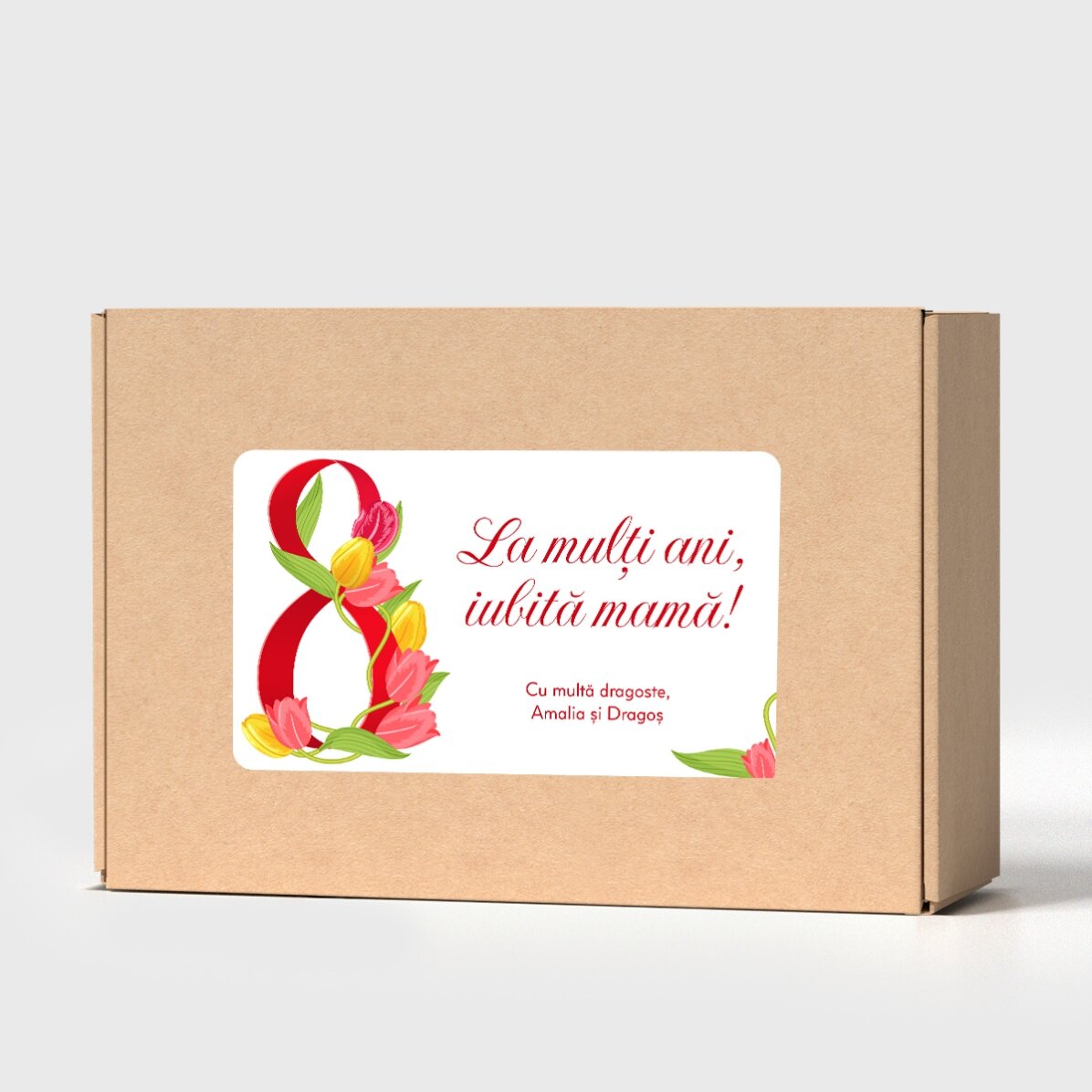 Personalised craft box with sticker with message for 8 March