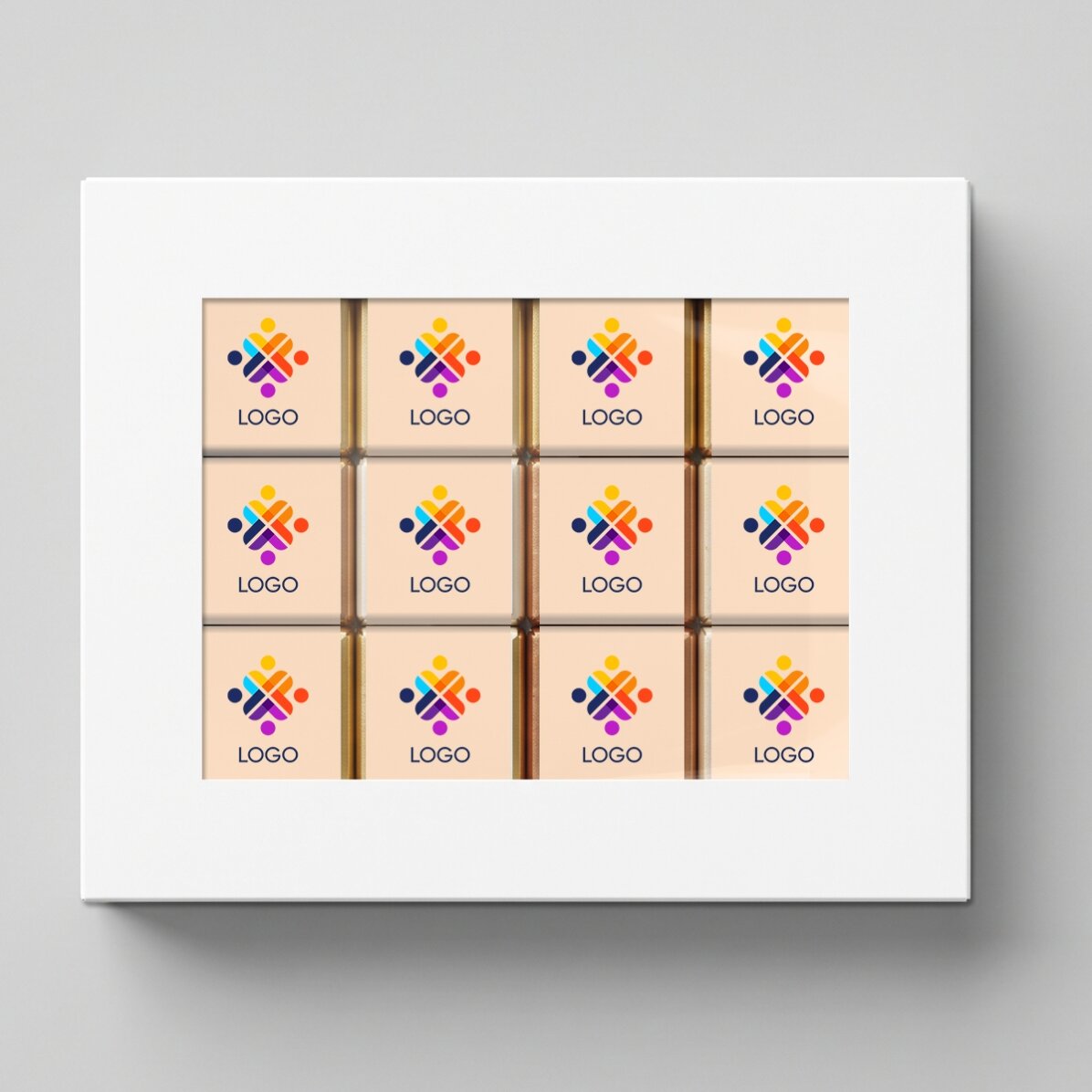 Box of 12 mini chocolates personalised with a logo