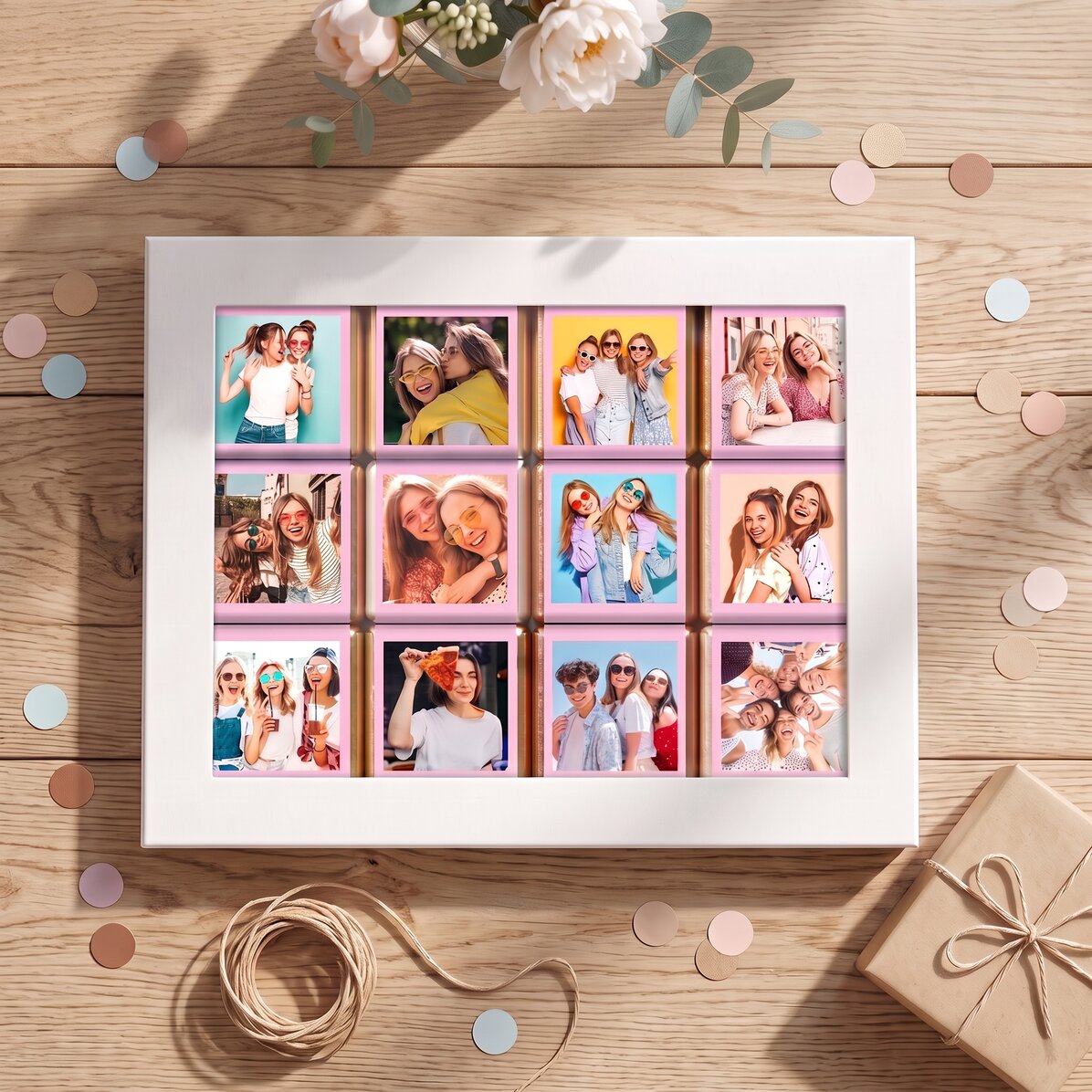 Box of 12 personalised mini chocolates with photos