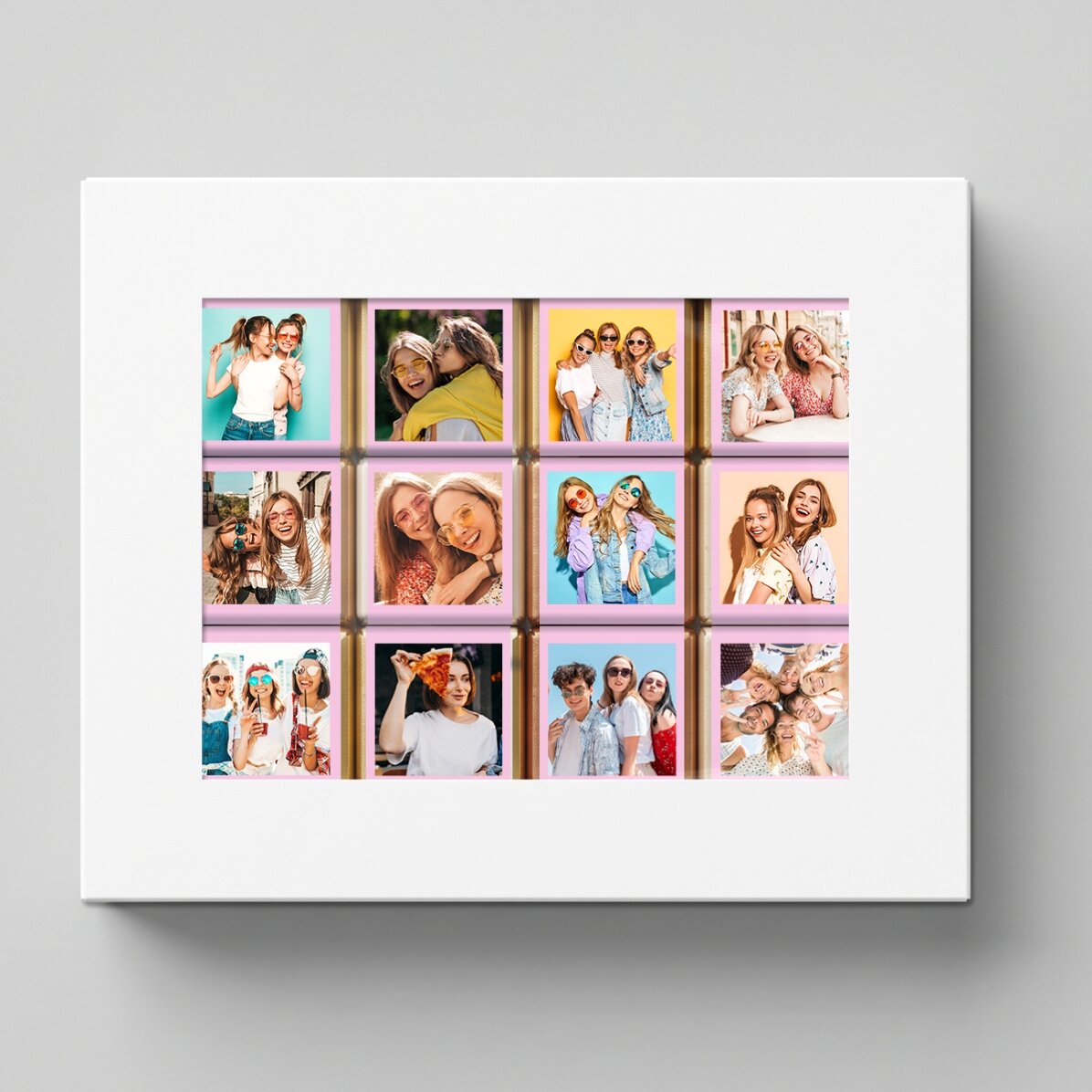 Box of 12 personalised mini chocolates with photos