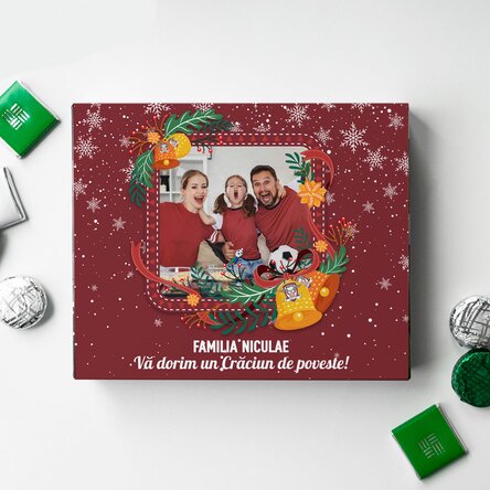 Cutie de bomboane FC Rapid personalizată cu text și poză - Ornamente rapidiste