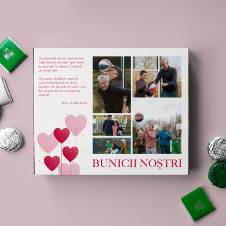 Cutie de bomboane personalizată cu 5 poze și mesaj