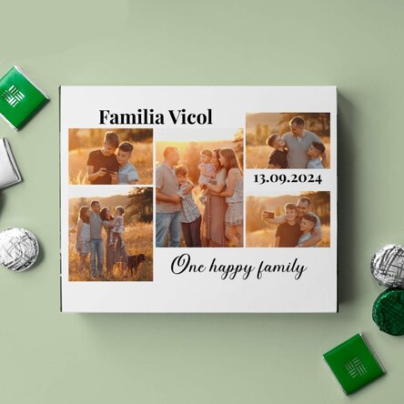 Cutie de bomboane personalizată cu 5 poze și text - Memories