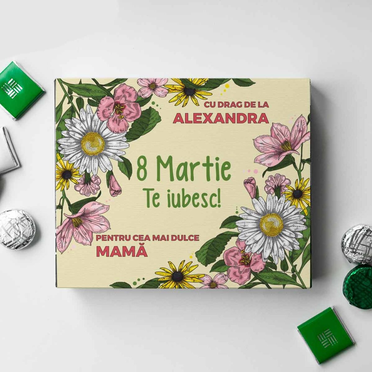 Cutie de bomboane personalizată cu mesaj - Cadou dulce