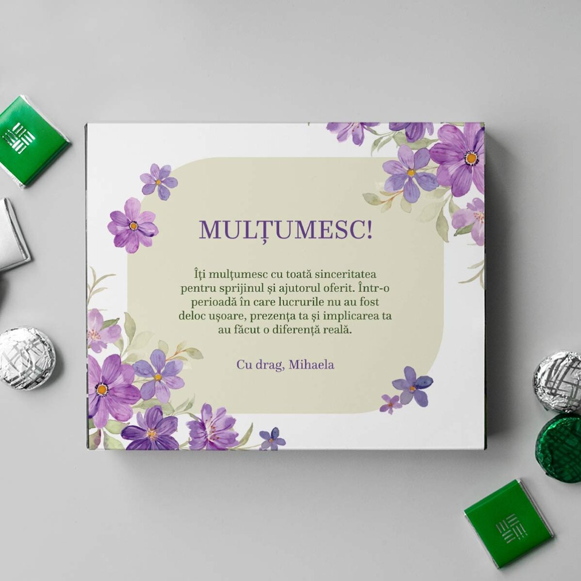 Personalised box of chocolates with message - Thank you!