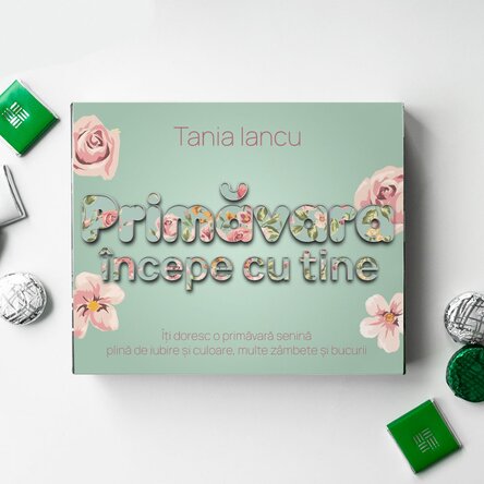 Cutie de bomboane personalizată cu mesaj - Primăvara începe cu tine