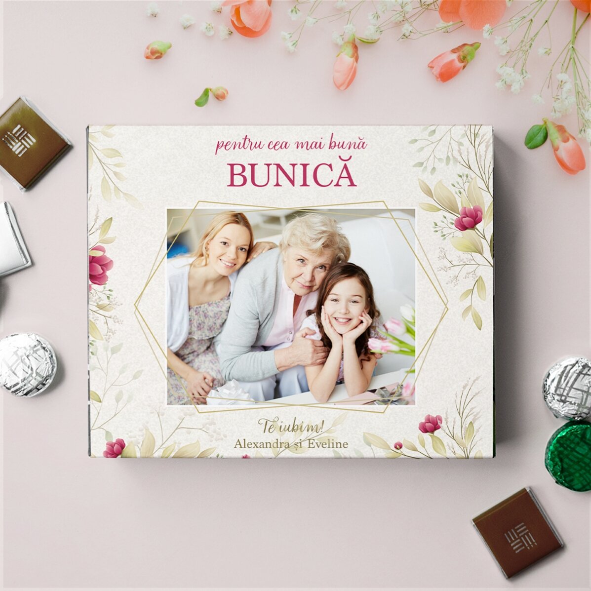 Cutie de bomboane personalizată cu poză și mesaj -  Cea mai bună 