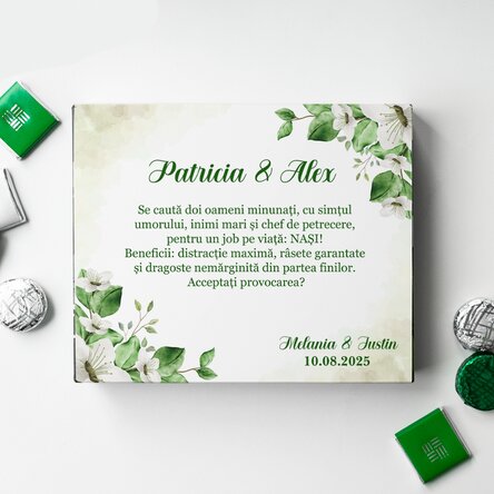 Cutie de bomboane personalizată cu text - Cerere nași