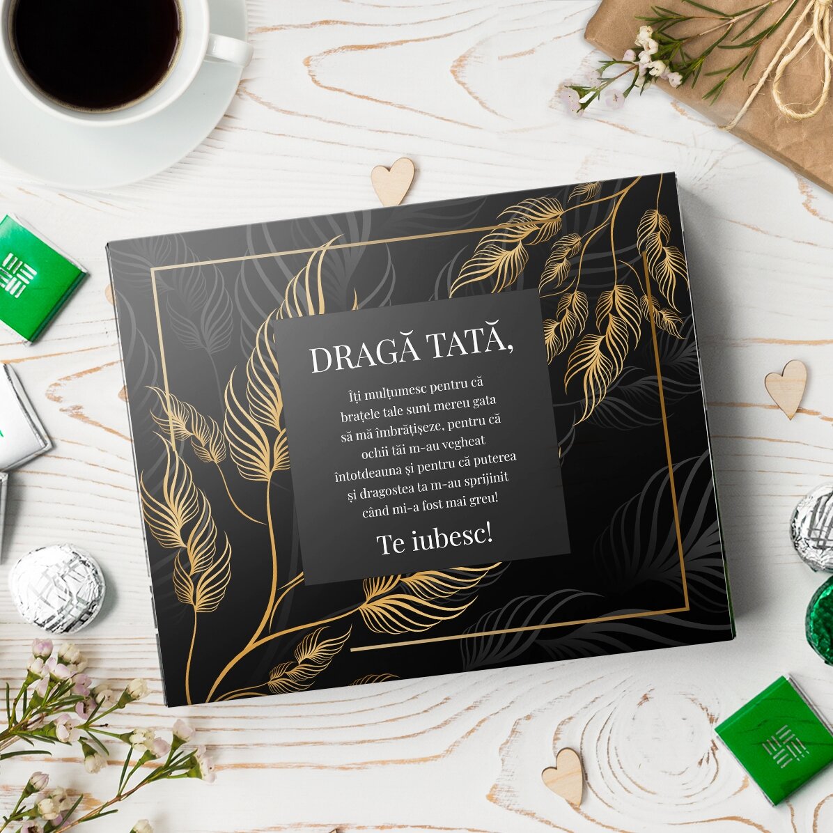 Cutie de bomboane personalizată cu text - Dragă tată