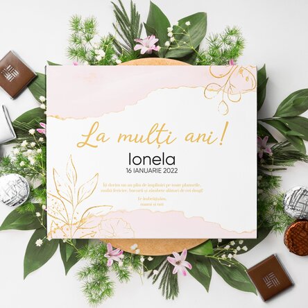 Cutie de bomboane personalizată cu text - La mulți ani!