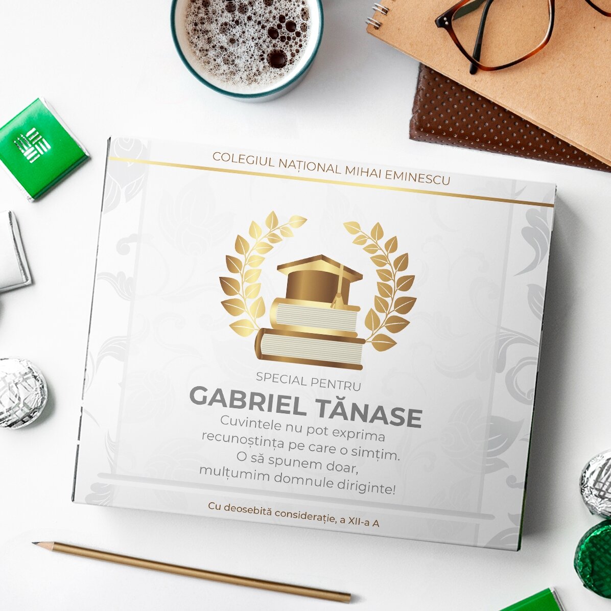 Personalised box of chocolates with text for Teacher - Graduation model