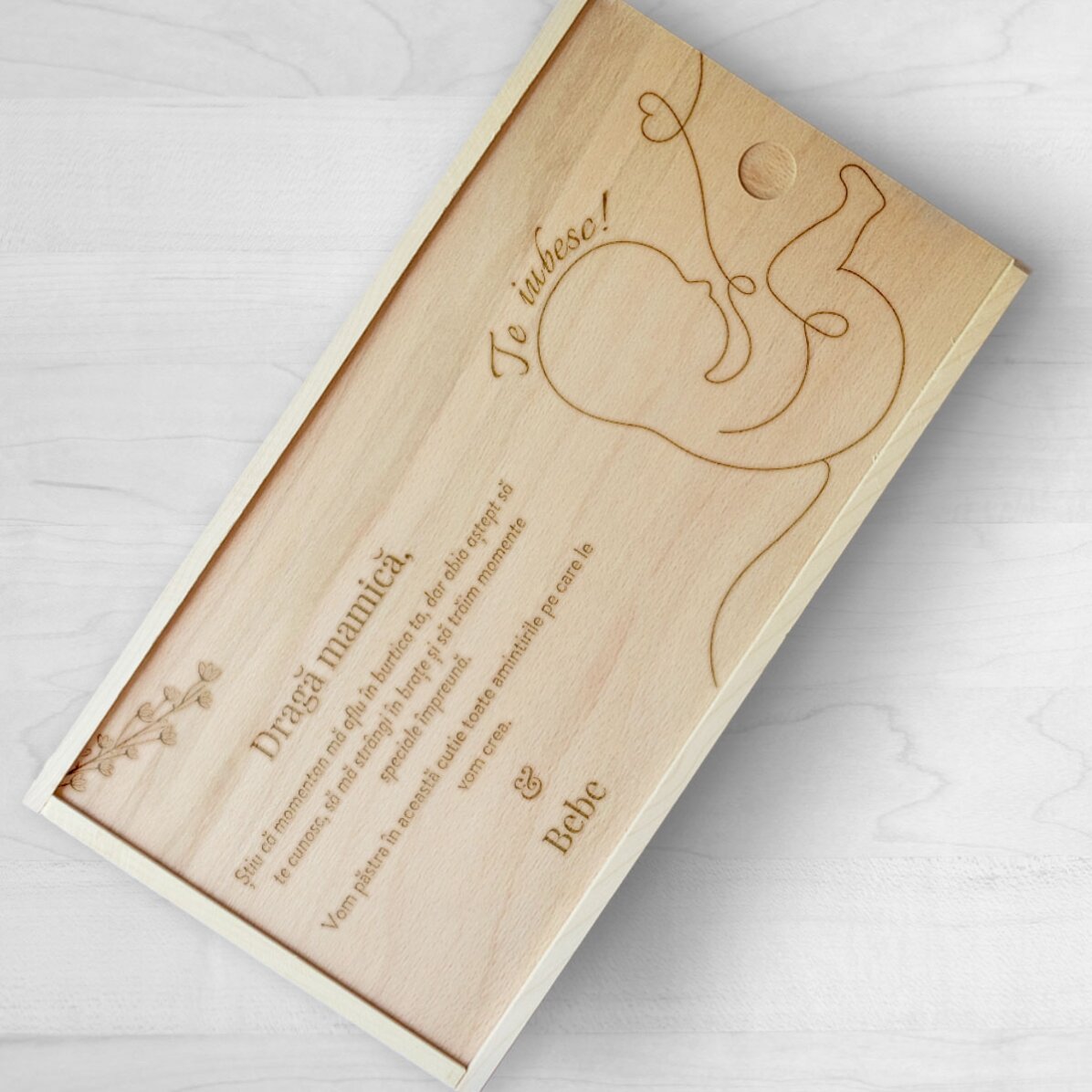 Cutie de cadou personalizată din lemn - Bebe