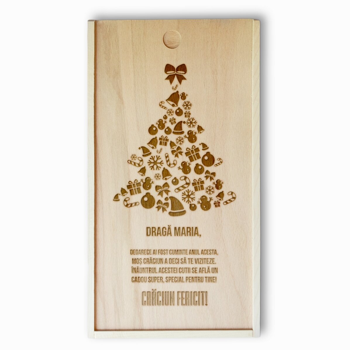 Cutie de cadou personalizată din lemn - Christmas tree