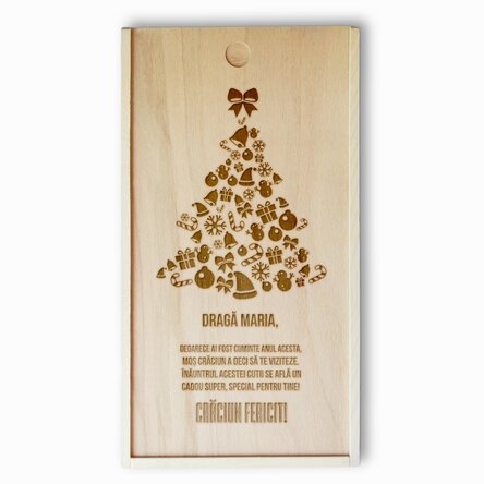 Cutie de cadou personalizată din lemn - Christmas tree