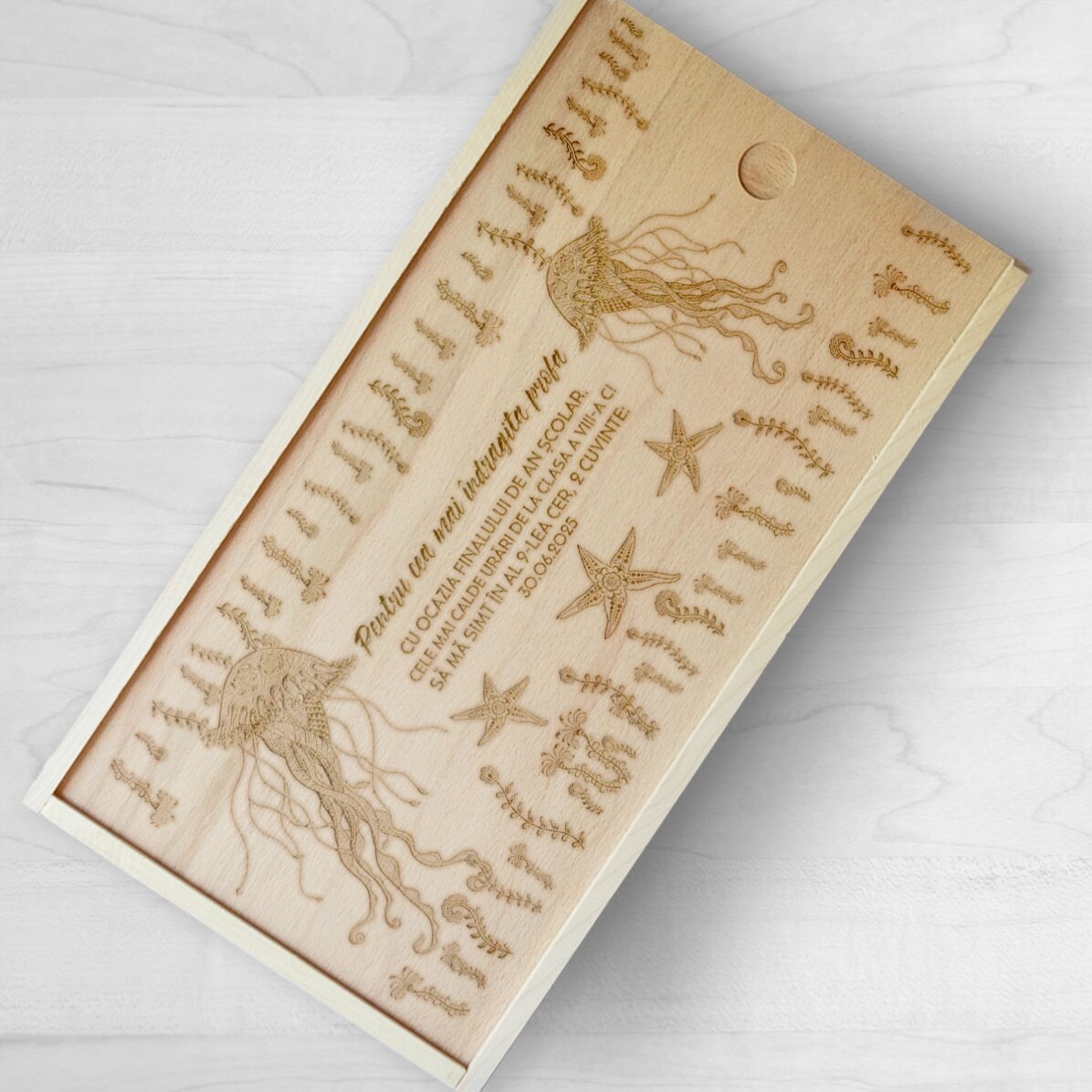 Cutie de cadou personalizată din lemn cu mesaj - Best...