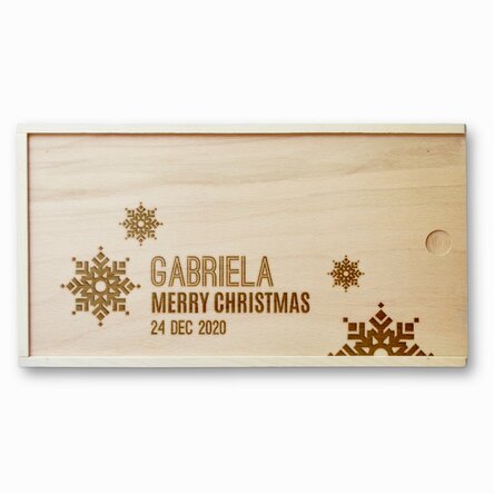 Cutie de cadou personalizată din lemn - Fulgi de nea