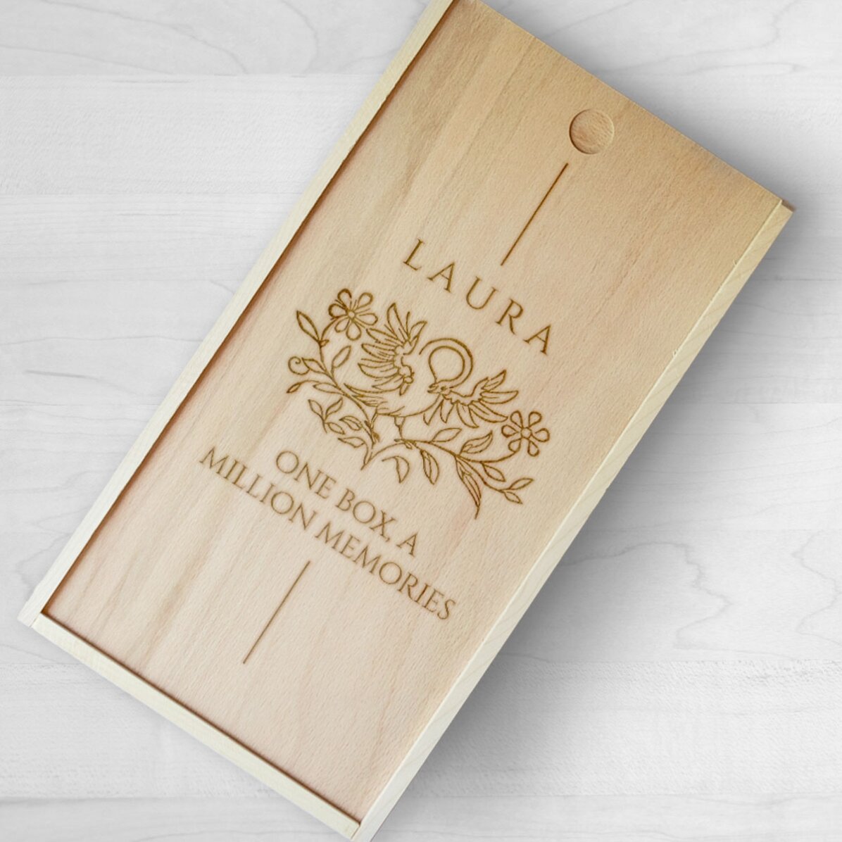 Cutie de cadou personalizată din lemn - Pasăre