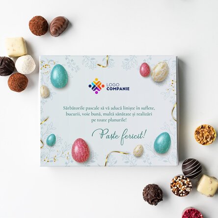 Deluxe truffle box personalised with logo and message - Happy Easter!