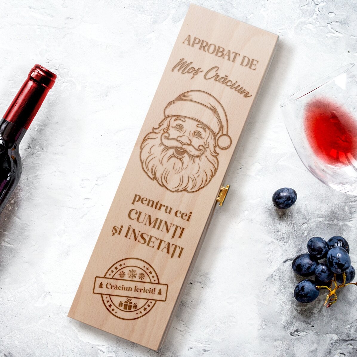 Cutie de vin cadou - Aprobat de Moș Crăciun