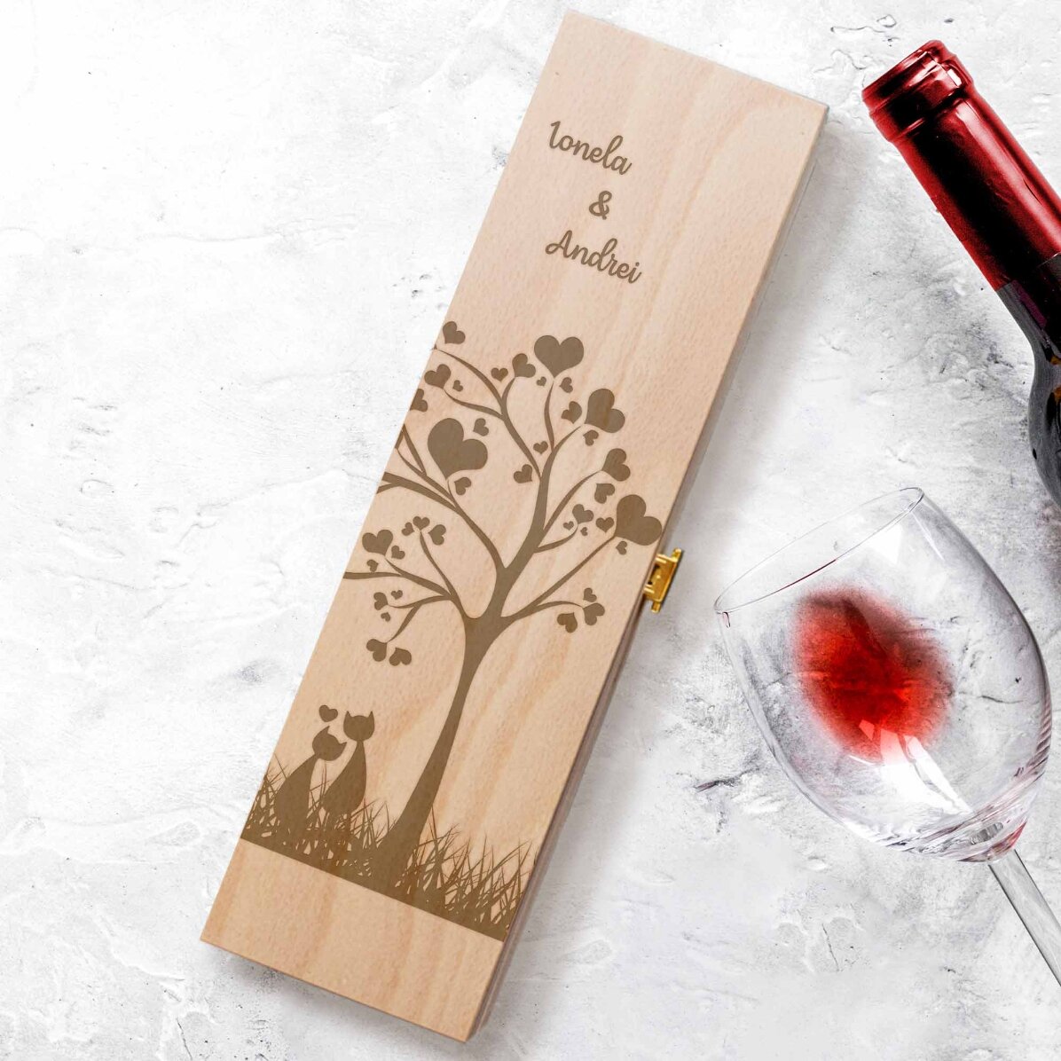 Cutie de vin personalizată - Copacul dragostei