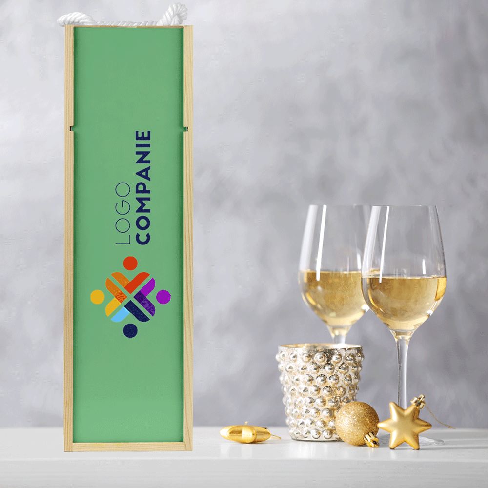 Cutie de vin personalizată cu logo și fundal schimbabil