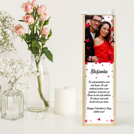 Cutie de vin personalizată cu o poză și mesaj - Love
