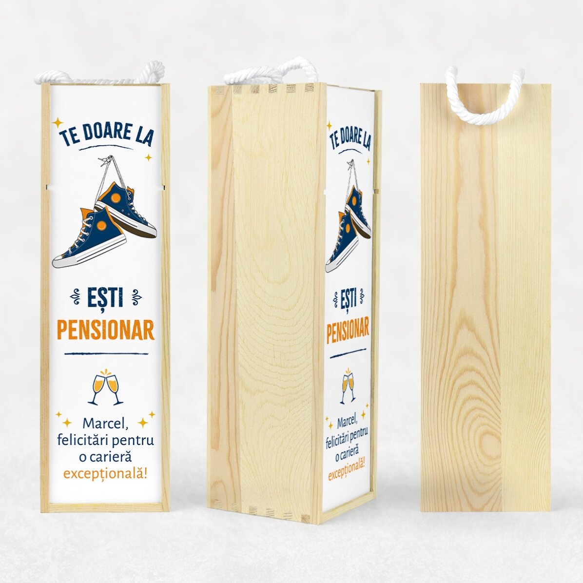 Personalised wine box with text – Retired
