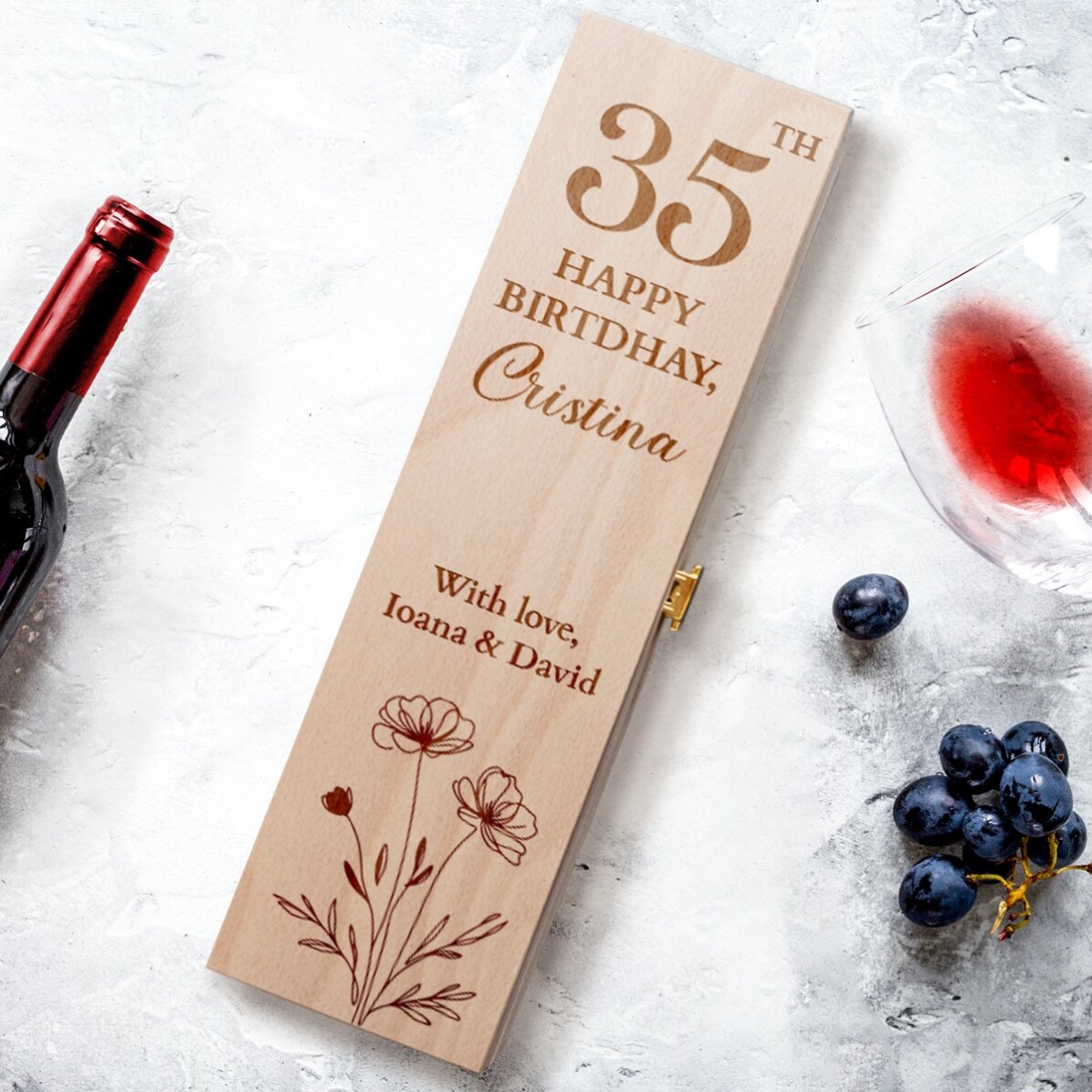 Personalised wine box with a message for her
