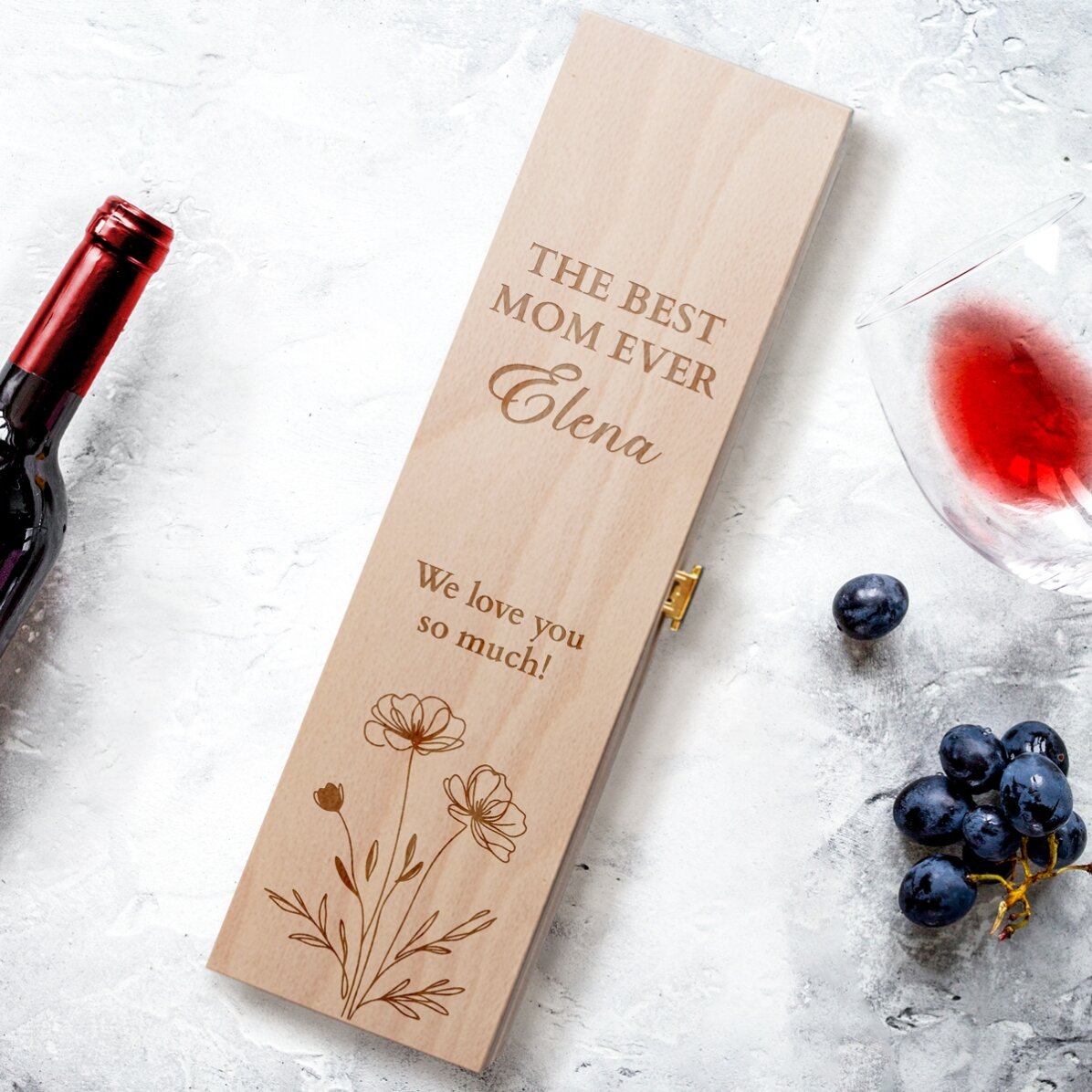 Personalised wine box with a message for her