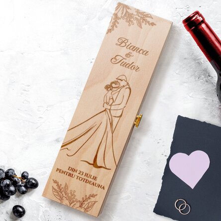 Cutie de vin personalizată cu text - Wedding