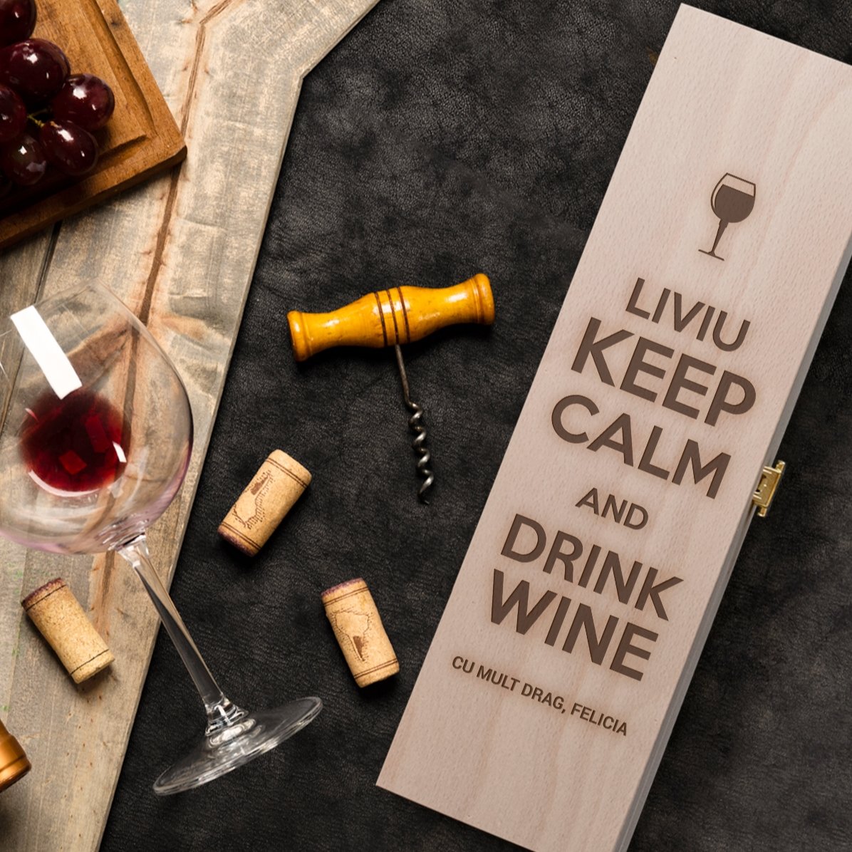 Cutie de vin personalizată - Keep calm