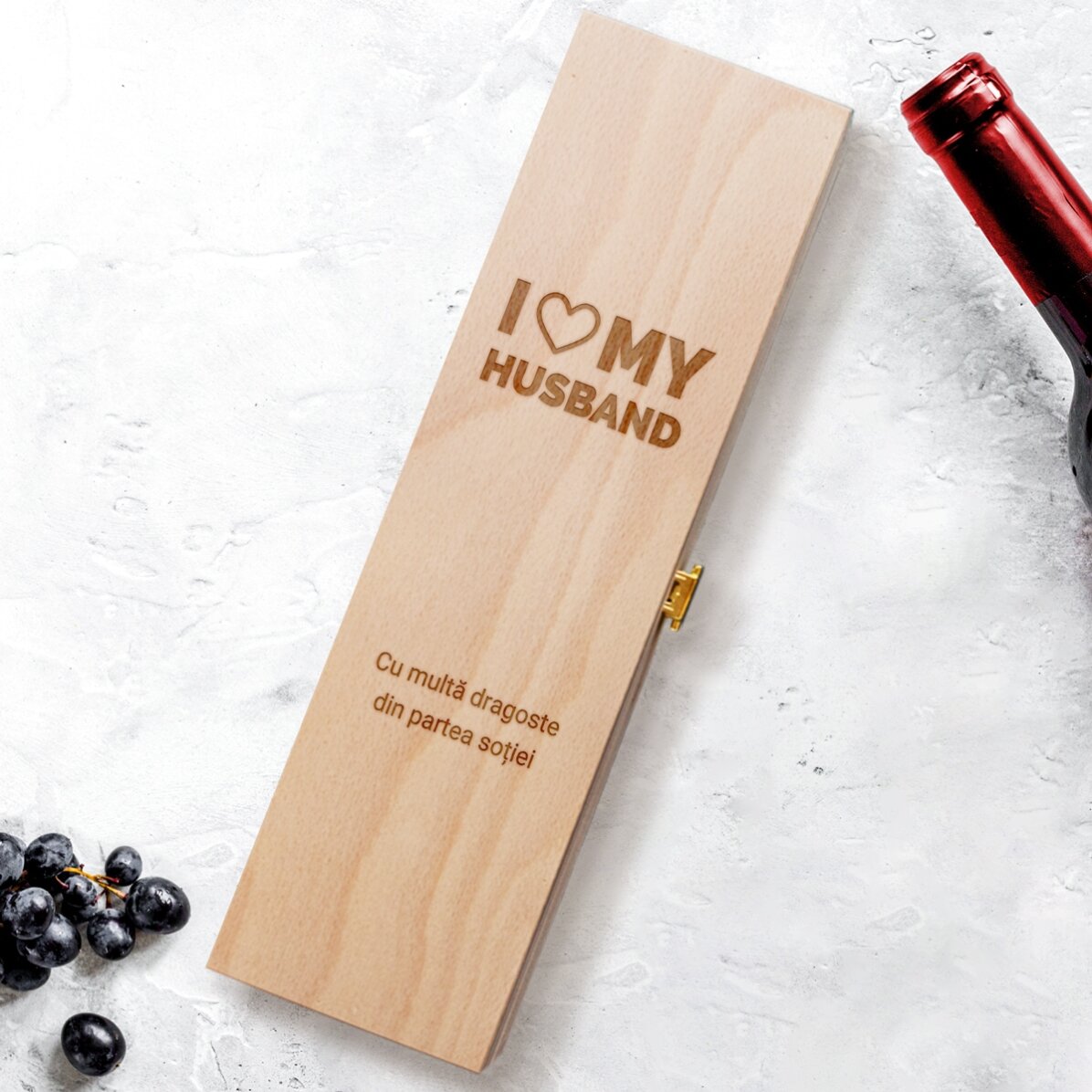 Cutie de vin personalizată - love my husband