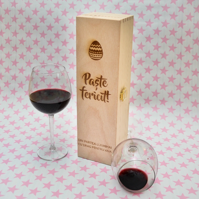 Cutie de vin personalizată - Paște fericit
