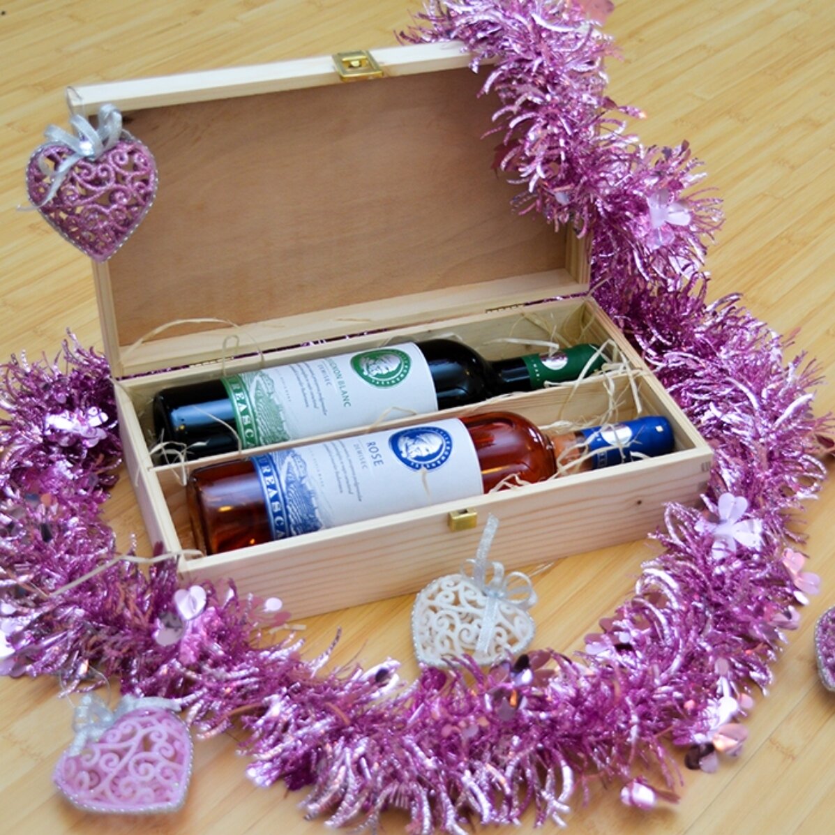 Cutie de vin personalizată pentru două sticle - Crăciun vesel