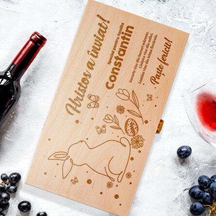 Cutie de vin personalizată pentru două sticle cu text - Hristos a înviat!