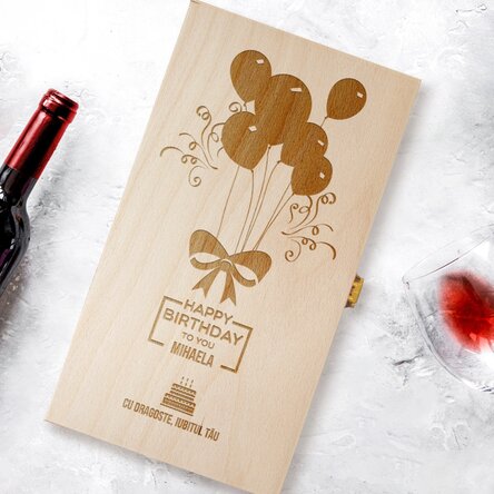 Personalised wine box for two bottles - Happy Birthday