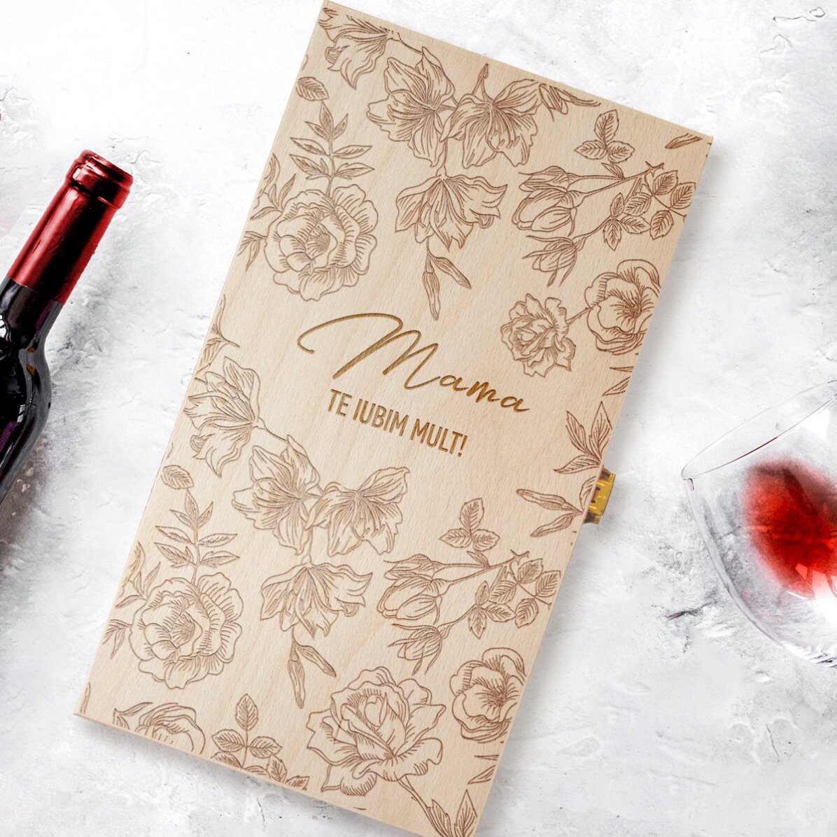 Cutie de vin personalizată pentru două sticle - Mama